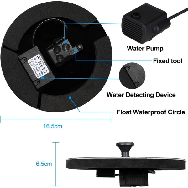 Solfontän, 1,4W solvattenpump med 4 munstycken