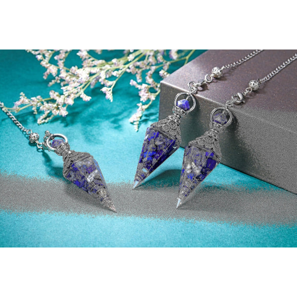 Chakra Crystal Pendel Sekskantet Reiki Healing Crystal Points Ädelsten Dowsing Pendel for spådom Scrying Wicca Lapis Lazuli
