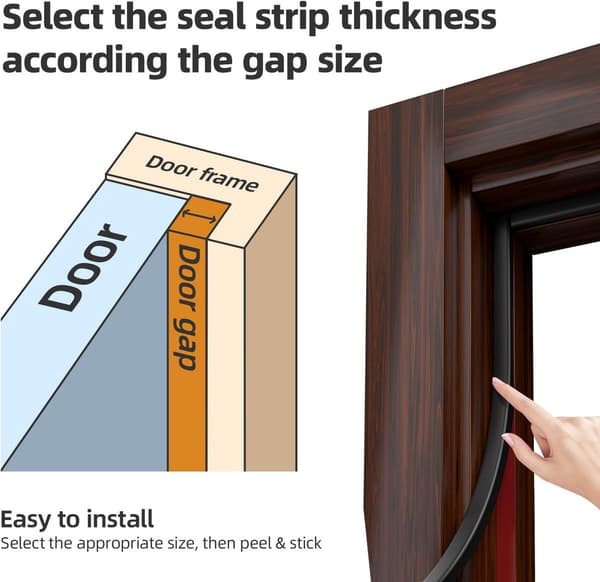 Draft Seal - Sealing Strip - Black - D-shaped Rubber Seal for Doors/Windows