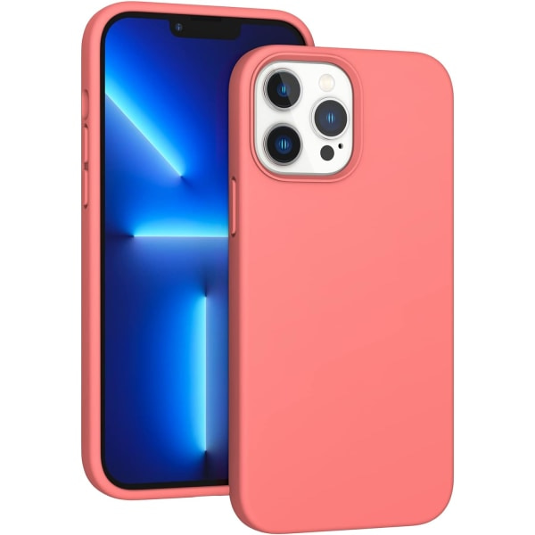 för iPhone 13 Pro Max telefonfodral 6,7 tum, [Stötsäker][anti-scratch] Slim flytande fodral Protective Bumper 2021 (Korall)