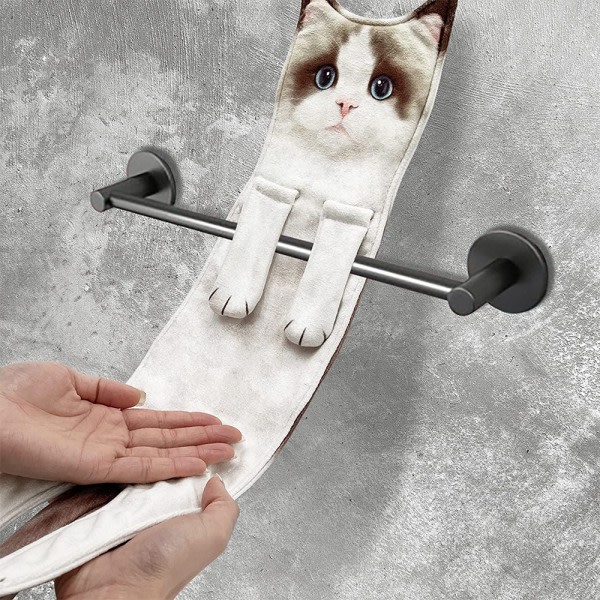 Sjove håndklæder til katte til badeværelse, køkken - vaskeklude til ansigt, Ragdoll-kat