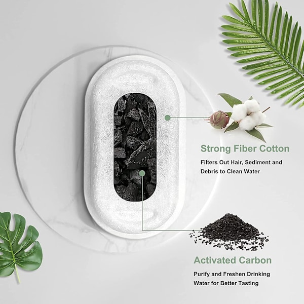 Kattvattenfontän Filter Set med 16 Kompatibla med Rostfri Djurfontän Inkluderar 8 Ersättningsfilter och 8 Svampar