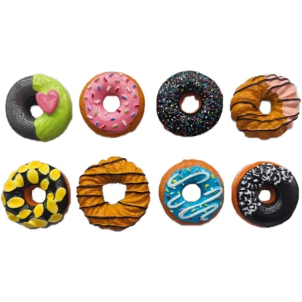 8 st/ Set 3D Resin Kylskåpsmagneter Serie Heminredning (Donut Series)