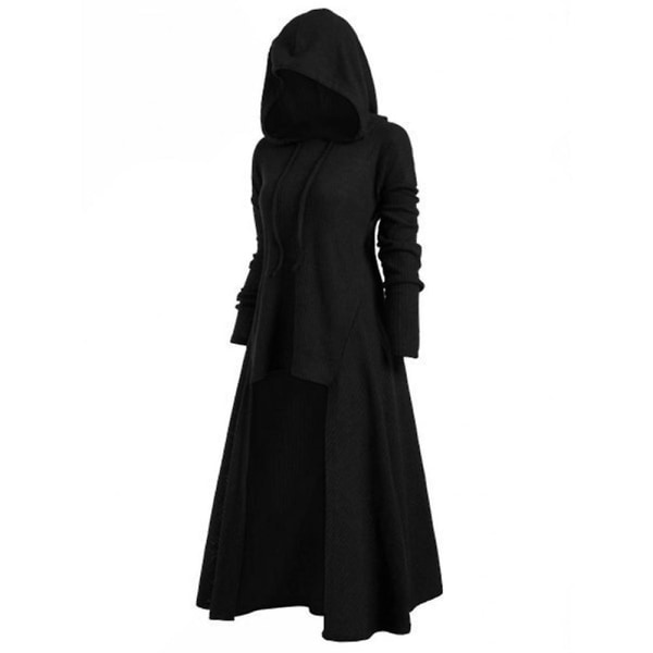Archer Cosplay Medieval Carnival Kostymer Vintage Oversize Hættetrøje Fest Vestido Huvklänning För Dam Black XL