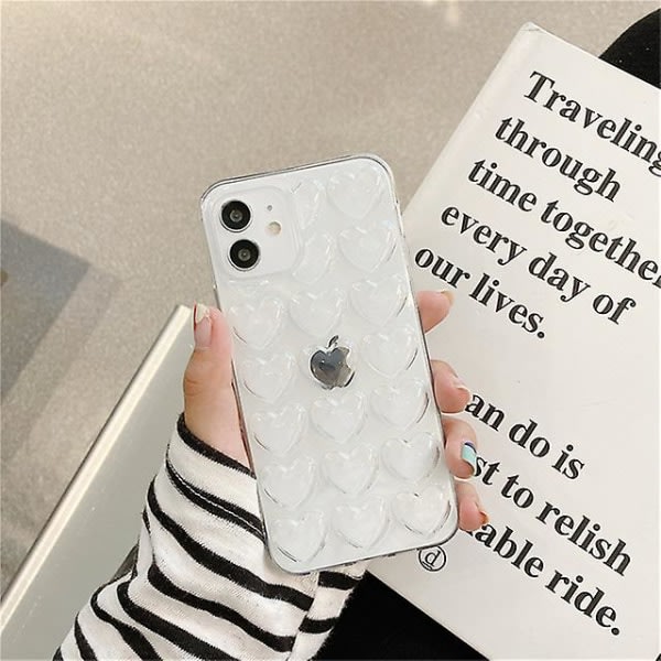 Söt enfärgad tecknad kärlekshjärta Iphone- case för olika modeller - perfekt present Transparent For iPhone 12 Mini