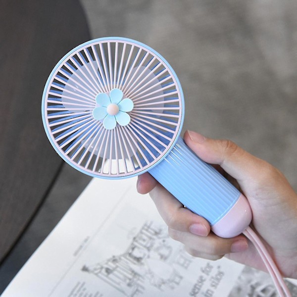 Smart Handhållen Liten Fläkt Tecknad Klar Liten Blomma 3 USB-laddning Studentpresent Rep Liten Fläkt
