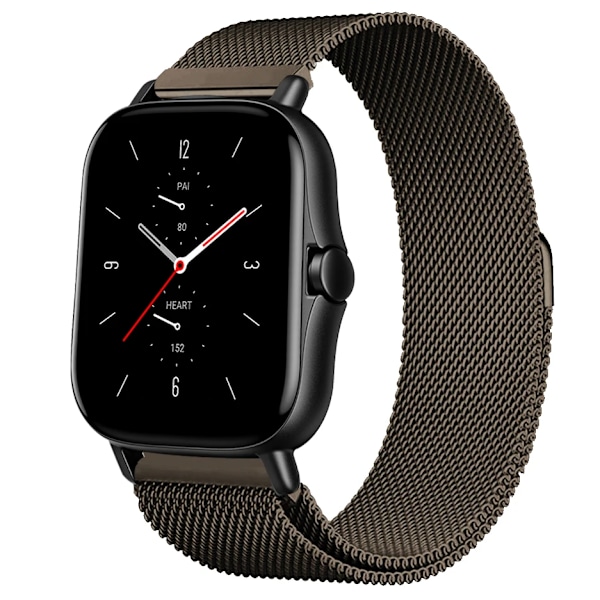 Magnetisk rem for Amazfit GTS/4/2/2e/GTS2 Mini/3/GTR 4/3/2/47mm 20mm 22mm metallnett Smartwatch Mesh Amazfit Bip 5-rem Brun 20mm