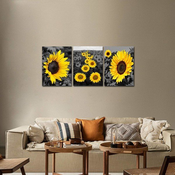 Auringonkukkakoriste Canvas-taulut - Golden Blossom Kukka Luonto Maisemakuva Rustiikkiset kodin sisustukset Kukkamaalaukset 12''x16'' Kehystämätön