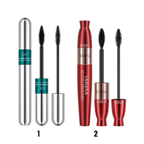 4d Silkefiber Øjenvippe Sort Dobbelt Hoved Mascara 1 1
