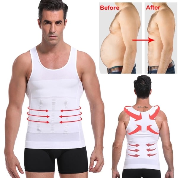 Muotoileva miesten aluspaita Slim Shapewear -ryhdin korjaus Musta 2XL Svart 2XL
