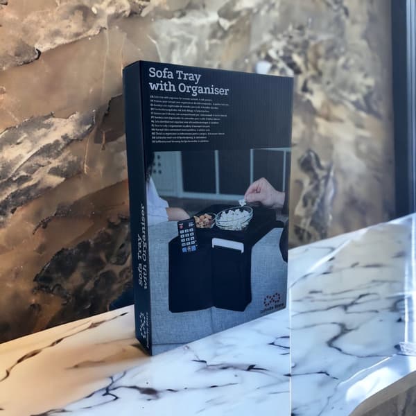 Sofa Bakke med Organizer – Armlænsbakke – Sort