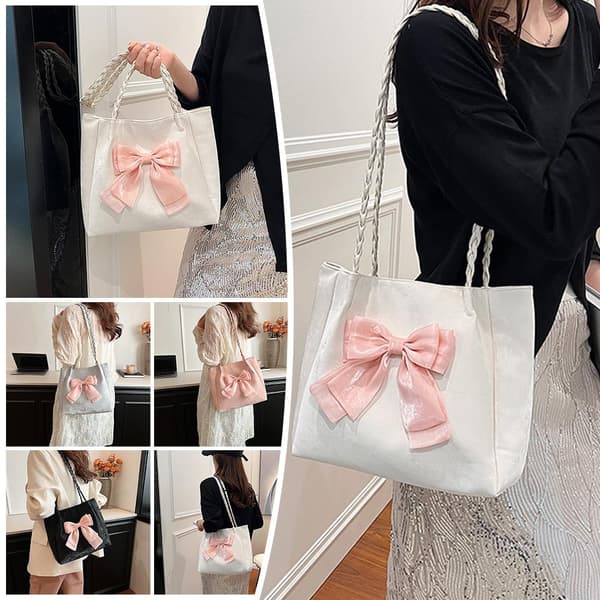 Vacker Klassisk Stor Rosett Axelväska Rosett Axelväska PU Mode Ny E2 Pink One size
