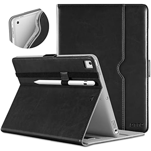 DTTO Ny iPad 9,7 tum 5:e/6:e generationens etui 2018/2017 med Apple Pencil Holder, Premium Læder Folio Stand Cover Cover til Apple iPad 9.7 Black