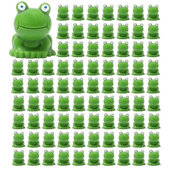 Mini Frøer 100-pak, Mini Frø Dekoration til Have, Grønne Frøfigurer, Mini Frøer Resinfigurer, Mini