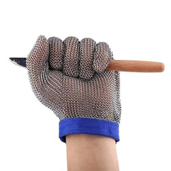 CDQ En handskar i rostfritt stål, anti-skärhandskar, klass 5 anti-skärningsskydd för slaktare, trädgårdsarbete, mesh , S
