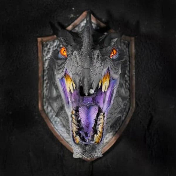 Huvud Luftfuktare Dinosaurie Dekor Led Rök 3d Drakhuvud Väggmonterad Skulptur Gul