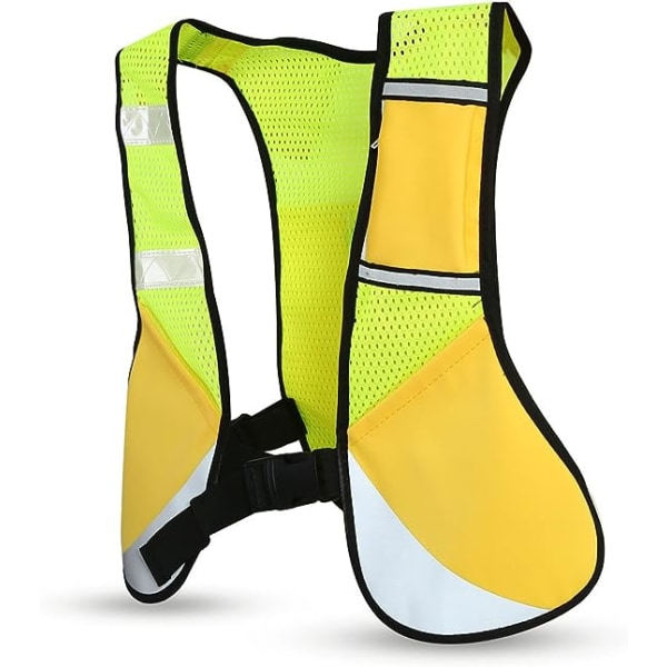Reflekterende løbevest, multifunktion Night Vision Mesh vest med lomme til cykling, natløb, maraton (gul)