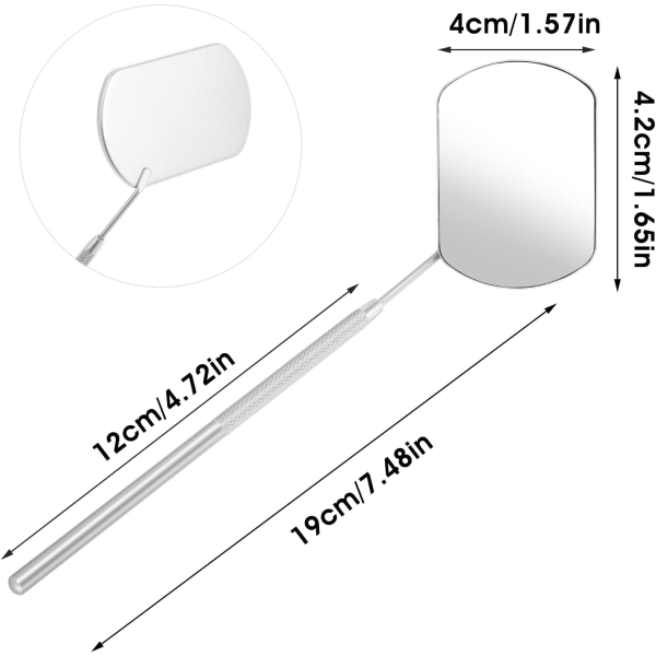 1 bitti hopeinen, kannettava neliömäinen peili ripsienpidennyksiin 1 kpl