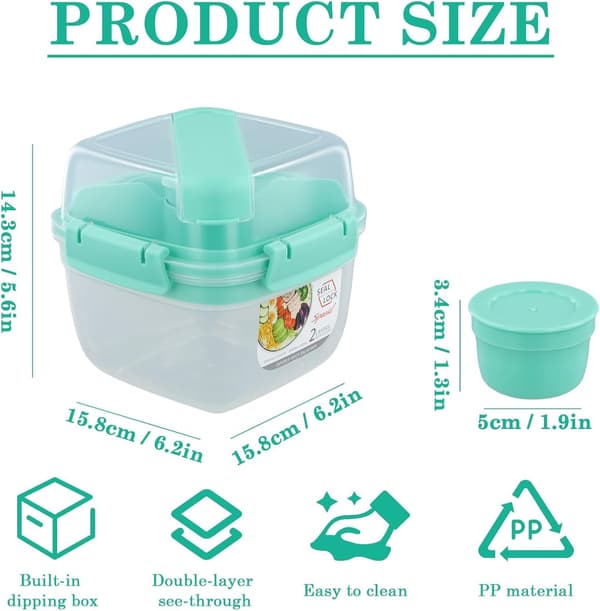 Lunch Box - Bento Box - 1300 ml with Divided Compartments - Built-in Reusable Spoon - Leak-proof