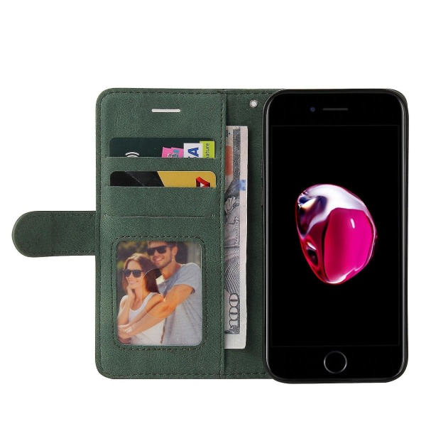 Kompatibel med Iphone 8 Plus/kompatibel med Iphone 7 Plus Cover Kort Pu-hållare Läder Cuir Plånbok Flip Cover - Grön null ingen