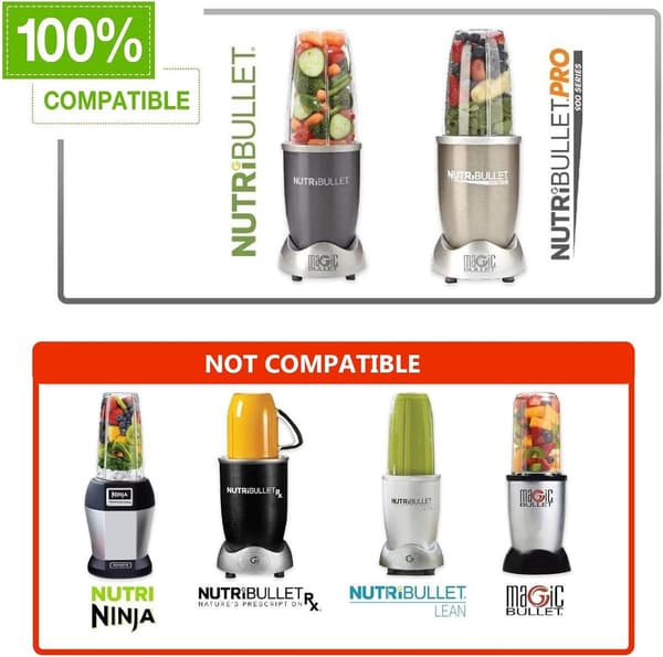 8-delt sett - Passer Nutribullet blenderkopper og erstatningsbladsett - Erstatningskopp - 32/24/16 oz kopp - Med 1 flip-top til...