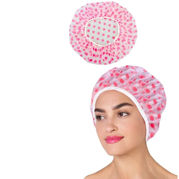 Polkadot badekåpe / dusjhette - rosa prikker