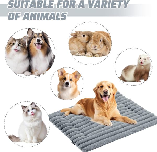 Kæledyrsmåtte til hunde og katte, blød tyk varm maskinvaskbar og foldbar, til små til mellemstore kæledyr, grå, 61 x 45 cm