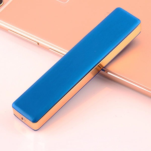 Elektrisk tändare USB Uppladdningsbar Flamlös Vindtät Smal Design Med USB -kabel Ny Blue