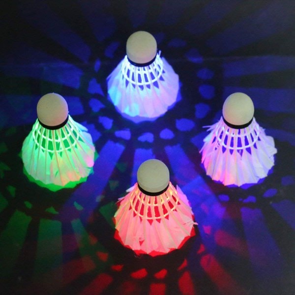 CDQ 4st farge LED-ljusande badminton mørk nattglødbelysning