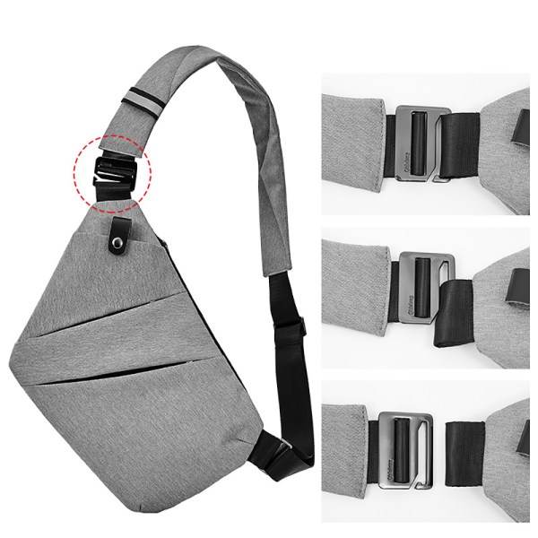 Axelväska med flera fickor, Sling Crossbody-väska, Mini-axelväskor, Herrväska Liten, Stöldskyddsväska för män (grå)
