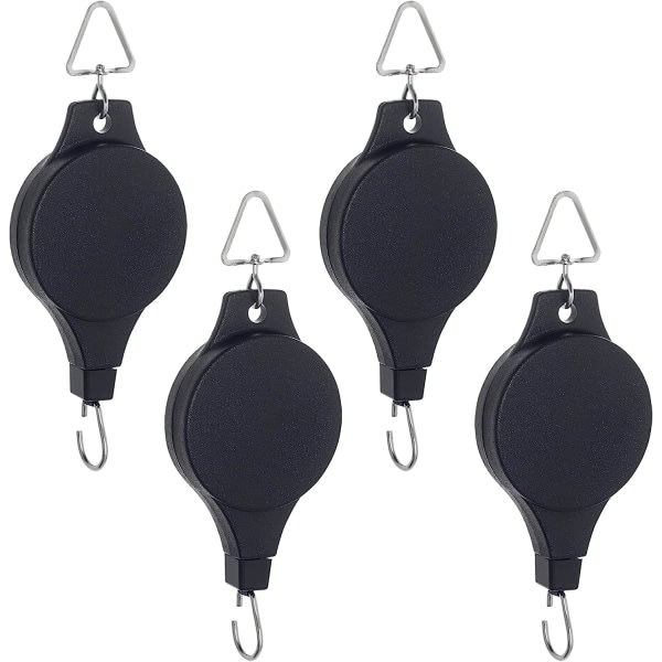 Retracting Lifting Hooks - White 4-pack Black Svart