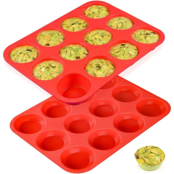 CDQ 12 kopper silikone muffinform - Non-stick BPA-fri muffinform 1 pakke Form i standardstørrelse, 2 stk.