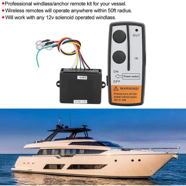Ankare Fjärrkontroll ankarspel Trådlös Switch Trim Controller Marine Båttillbehör