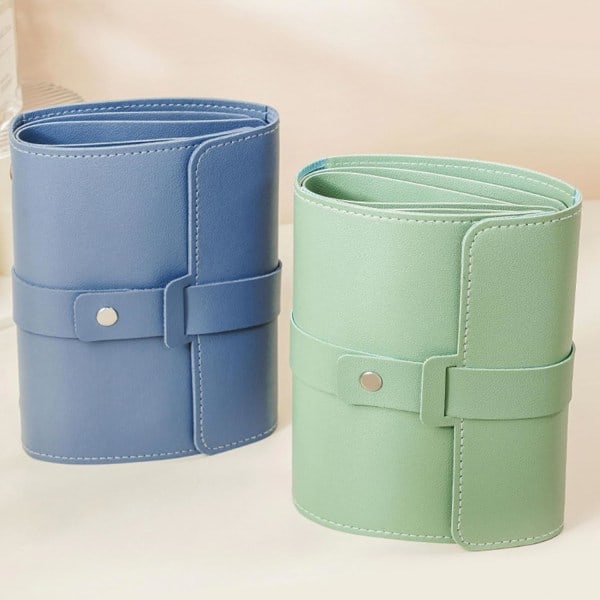 Øreringeholder Organizer med foldbart bogdesign Øreringe Bog Organizer, Bærbar Læder Rejse Øreringe Taske blue