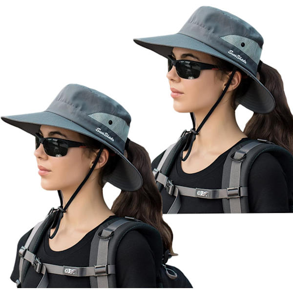 Solhatt Dam Herr 3u201d Bred brätte UPF 50+ Fiske Strand Bucket Hats 2Grey