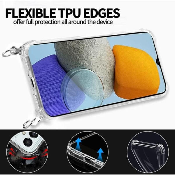 CQBB Etui for Samsung Galaxy M13 Beskyttelse Forsterket TPU Støtsikker Transparent med snor Marineblå
