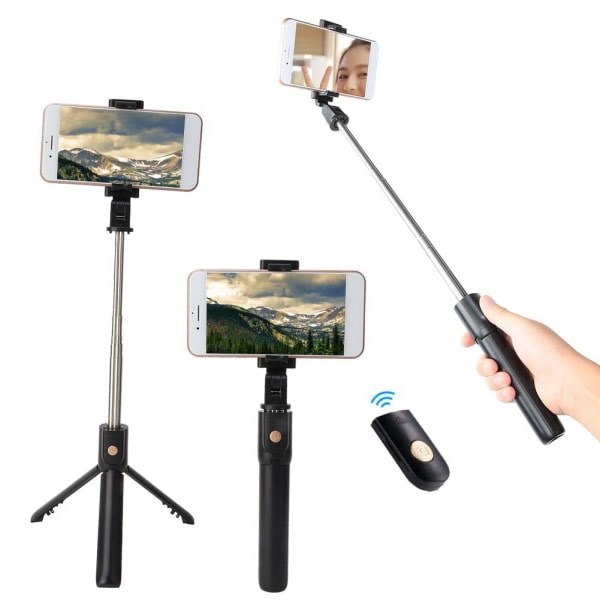 CDQ Domqga 2 in 1 Selfie Stick stativstativ med fjärrkontroll för