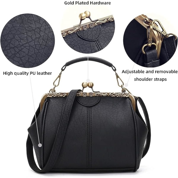 CDQ Retro Hollow Handväska för Dam Läder Axelväska Evening Clutch Bag - blå Blue