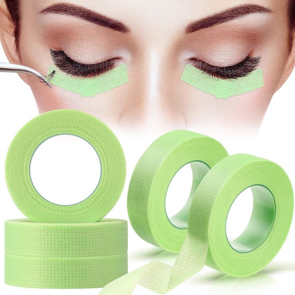 Ögonfransförlängningstejp (grøn, 1,2 cm x 9 meter), 5 rullar ögonfranstejp Medical Micropore silkespapperstejp for ögonfransförlängningstillförsel CDQ
