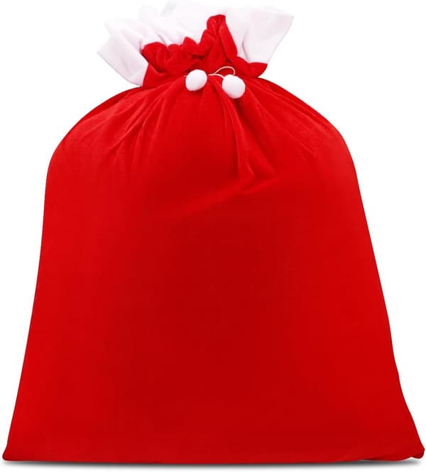 Stor Jultomte Juldragskoväska - Återanvändbara Extra Stora Julväskor - Röda Mjuka Sammetsdragskoväskor för -100*70cm ...