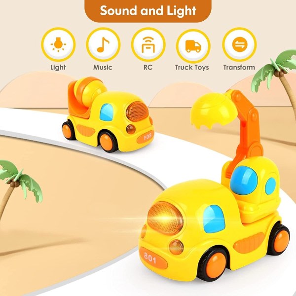 5 i 1 fjernkontrol tegnet bil for småbarn med musik og lys, 2,4 GHz radiokontrol RC racerbil, pædagogisk lærleksaker Presenter for 3 4 1 sæt