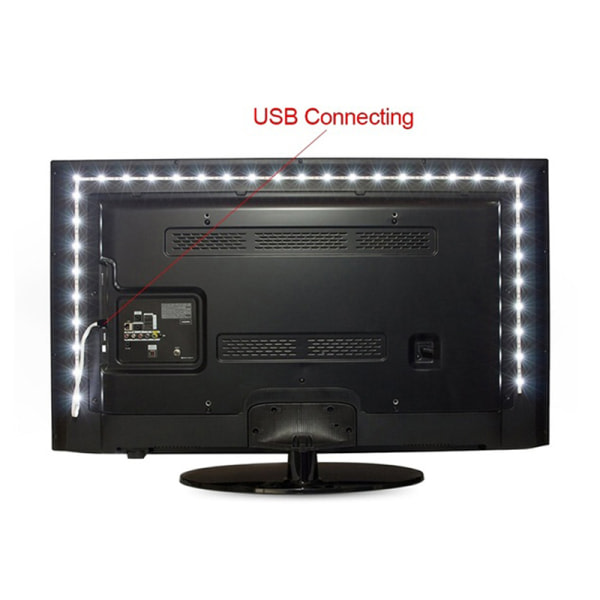 5V TV LED Baggrundsbelysning USB LED Strip Light Dekor Lampa Tejp TV Baksida Varm vit-3M