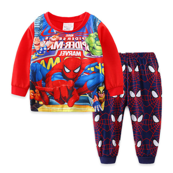 2-delt sett Spider-Man Pyjamas Barn Super Soft T-skjorte Bukser B 110CM