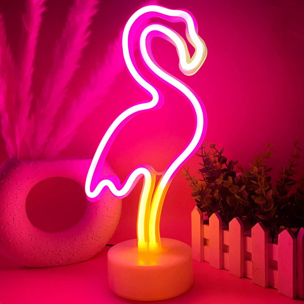 Flamingo neonskilt Rosa Flamingo gave til kvinder LED neon lysskilte til soveværelse Flamingo lys til piger Værelsesindretning USB/batteri