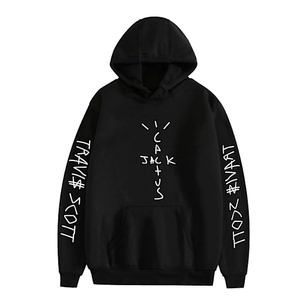 Travis Scott Unisex Hoodie för Flicka Pojke Pullover Hoodie för Män Kvinnor Svart Storlek L
