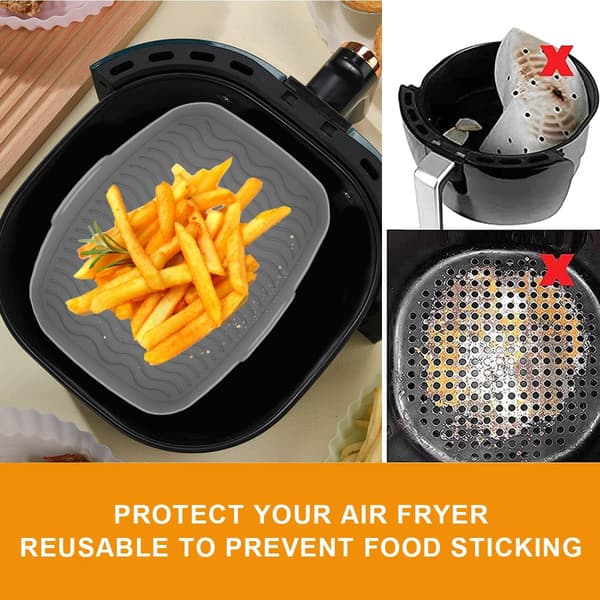 Airfryer Silikonform, Rektangulær Silikonbeholder for Airfryer, Silikonform for Airfryer grå grey-tfrf grey large size