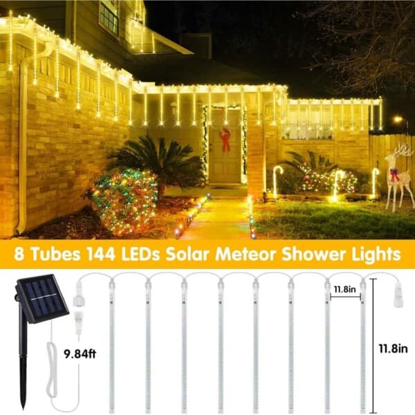 Tree Lighting Solar - Hanging Light Chain for Trees Meteor Black black