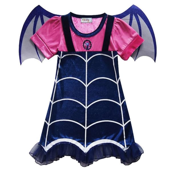 Vampirina Cosplay Kostym Girl Wings Klänning Pannband Party Outfit Fancy Dress Up 6-7 år
