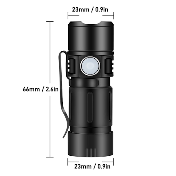 800LM Mini taskulamppu pieni tasku EDC valo USB ladattava avaimenperä