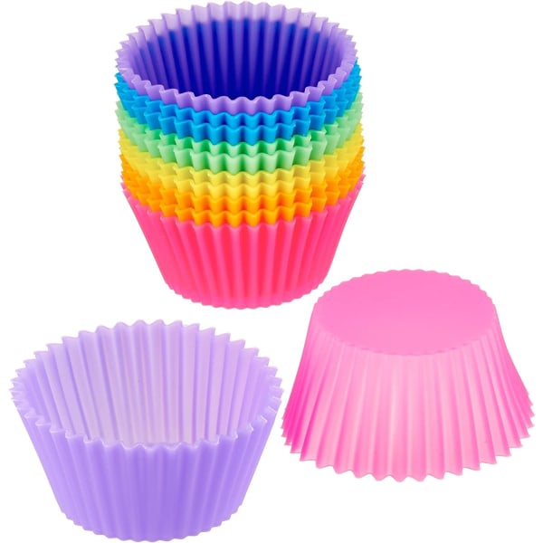 CDQ Återanvändbara bakkoppar i silikon, muffinsfodral - 12-pack, flerfärgad